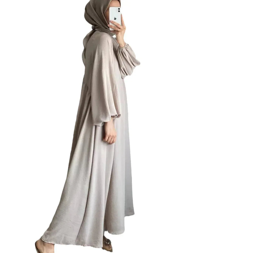 Muslim Women's Solid Color Pullover Dress - Elegant Fashion Loose Fit Modest Dress - DanaFashionstore