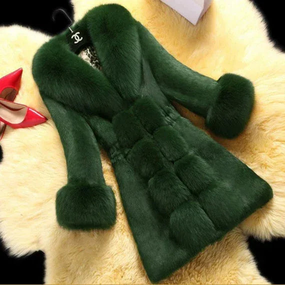 High-end Female Rabbit Fur Coat In The Long Section Of The Oversized Fox Fur Collar Coat New Fur - DanaFashionstore