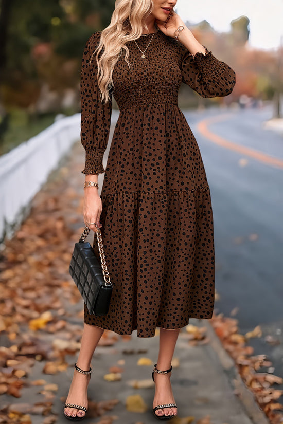 Women's Clothing Leopard Print Long Sleeve Dress - Dana Fashion
