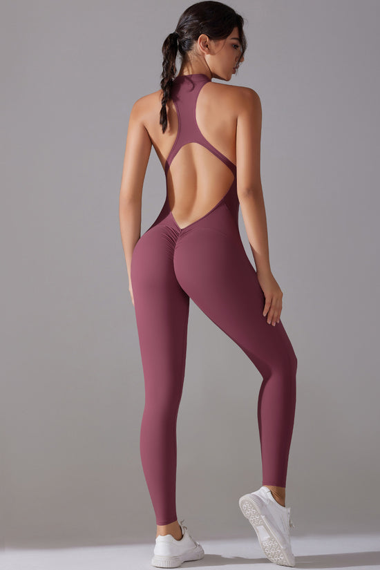 Solid Beauty-back Long Pants Jumpsuit Yoga Fitness Running Dance Slim Bodysuit Women Sports Clothing