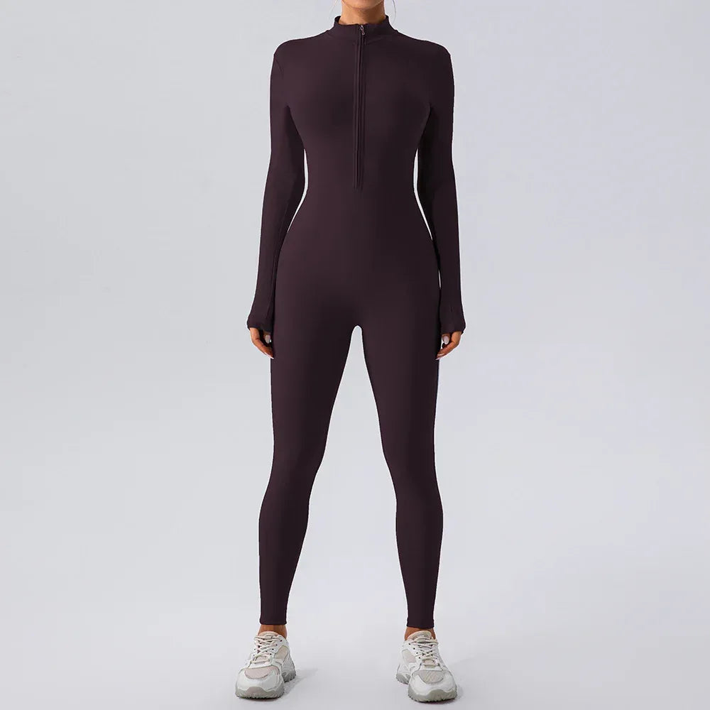 Fleece-Lined Yoga Jumpsuit 2026 - Long Sleeve Warm Tights - DanaFashionstore
