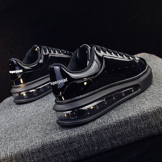 Patent Leather Shiny White Shoes For Men Couple Models All-match Korean Sports Shoes Men - DanaFashionstore