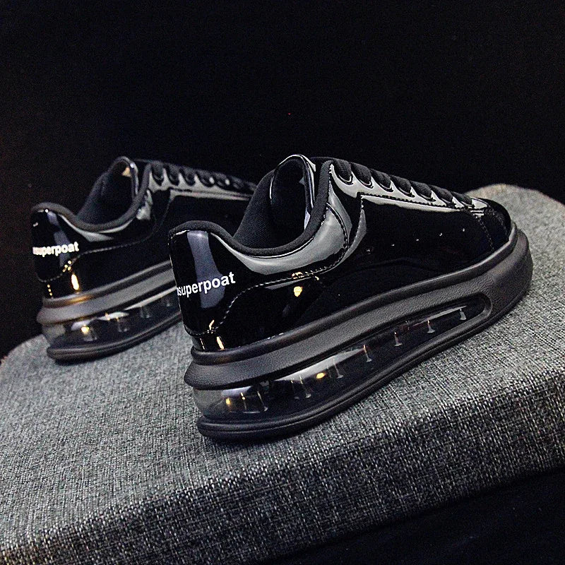 Patent Leather Shiny White Shoes For Men Couple Models All-match Korean Sports Shoes Men - DanaFashionstore