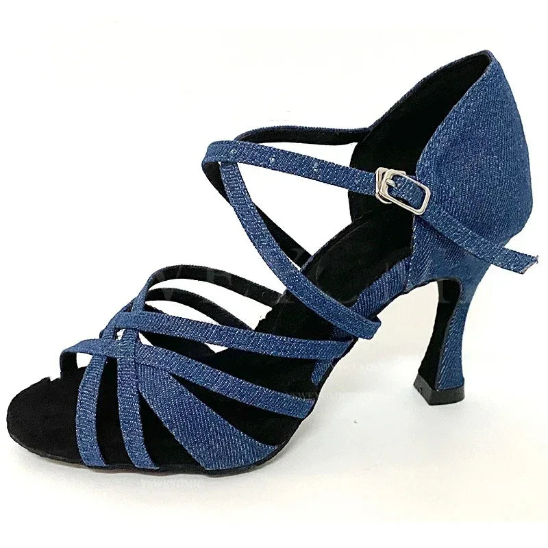 Professional Dance Shoes, Soft Denim Thick Soled Cuban Suede Shoes - DanaFashionstore
