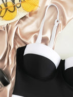 Push Up Contrast Color Fashion Bikini One-piece Swimsuit - DanaFashionstore