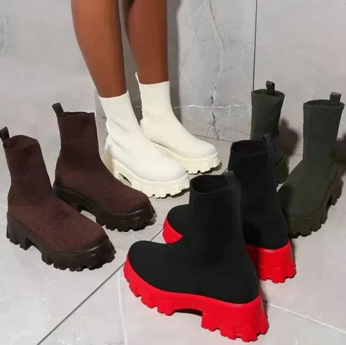 Autumn And Winter New Independent Stand Women's Plus Size One-step Socks Boots - DanaFashionstore