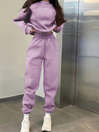 Casual Crew-neck Long-sleeve Pants Set