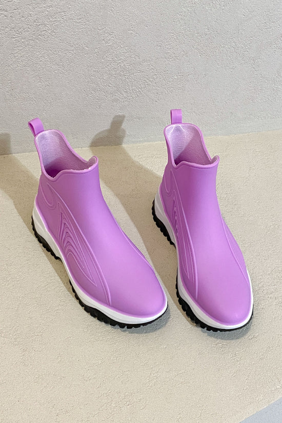 Fashion Color Blocking Thick Sole Low Top Women's Rain Boots