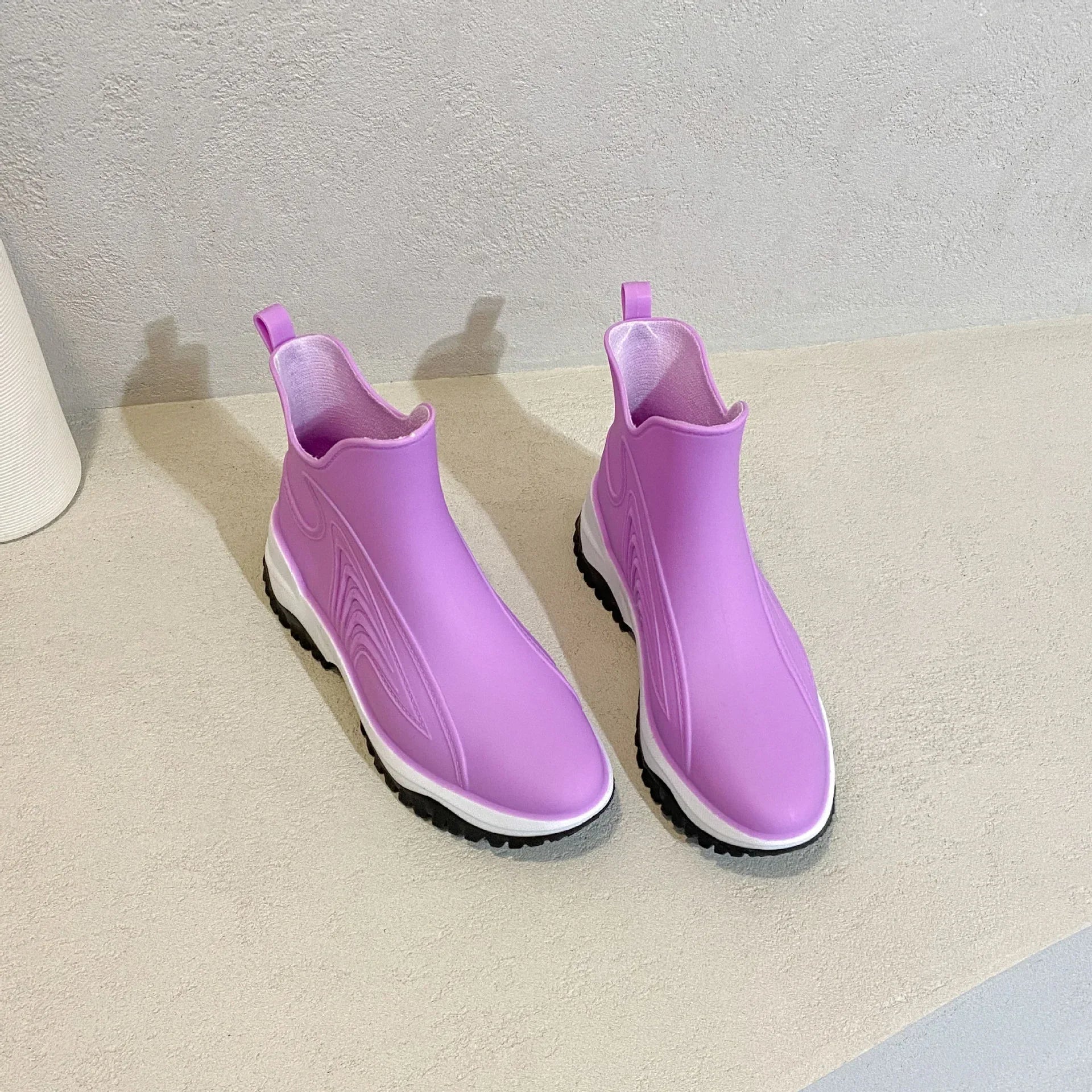 Fashion Color Blocking Thick Sole Low Top Women's Rain Boots - DanaFashionstore