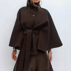 Winter High Neck Batwing Sleeve Coat With Belt Fashion Loose Elegant Button Top Trench Coat For Women Clothing - DanaFashionstore