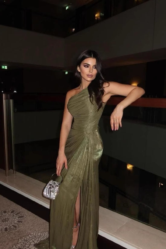 European And American Middle East Pleated Ribbon Shiny Evening Dress