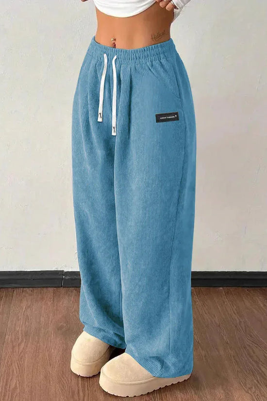 Loose Drawstring Solid Color Pocket Casual Versatile Pants Women's Pants - DanaFashionstore