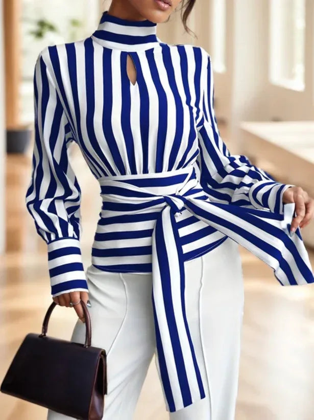 Ladies' Striped Long-sleeved Top - DanaFashionstore