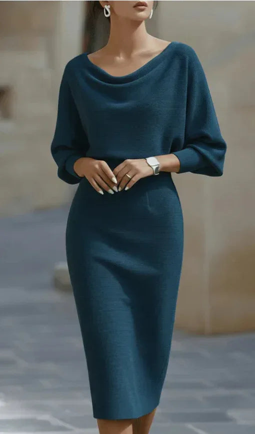 Womens Solid-Color Body-Con Plus-Size Dress With A Sophisticated Look - DanaFashionstore