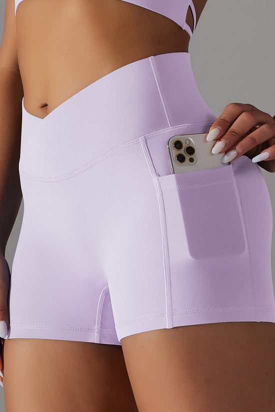 Yoga Shorts With Phone Pocket Design Fitness Sports Pants For Women Clothing
