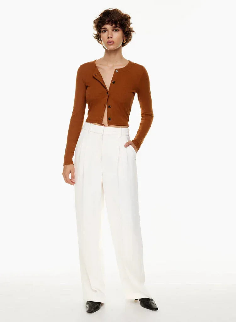 High Waist Straight Trousers With Pockets Wide Leg Casual Pants For Women - DanaFashionstore