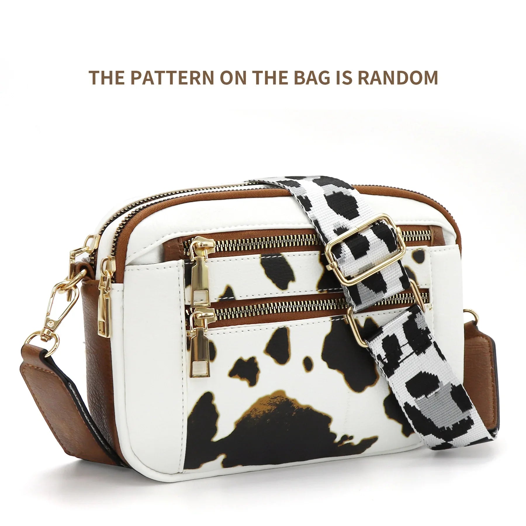 Cow Color Matching Multifunctional Zipper Crossbody Bag - DanaFashionstore