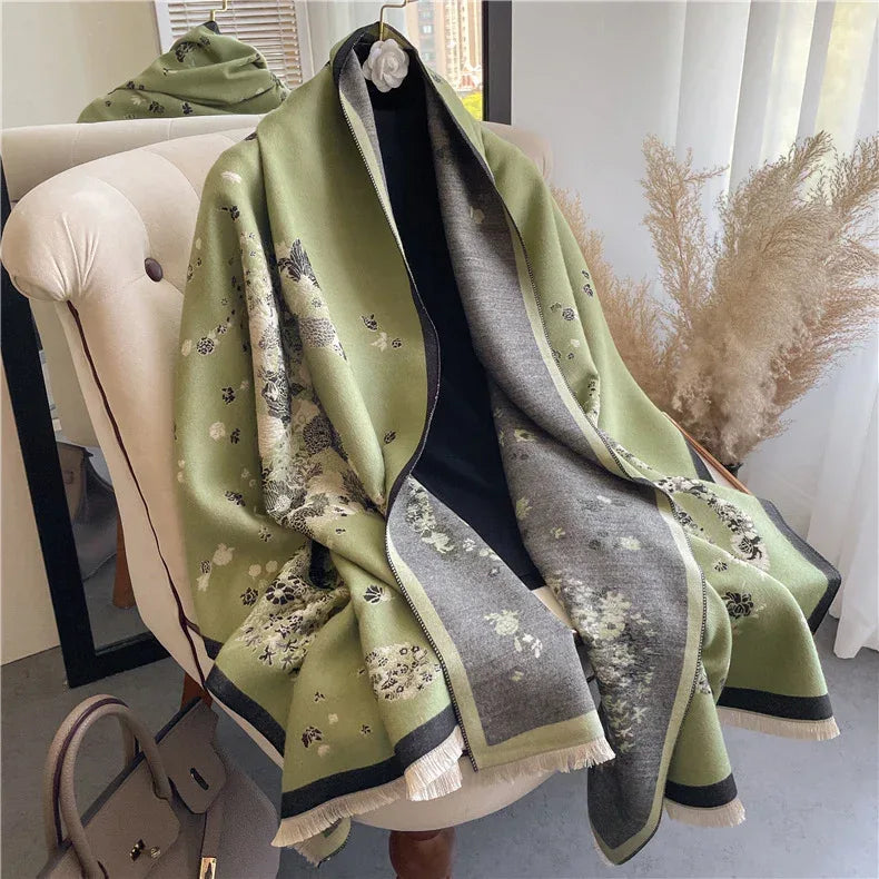 Lady Style Cashmere-like Double-sided Thermal Student Scarf Air Conditioning Shawl - DanaFashionstore