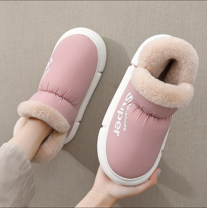 Warm House Shoes Plush Fleece High Back Heel Slippers Home Winter Warm Couple Shoes - DanaFashionstore
