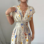 Autumn Short-sleeved Waist-cinching Wide-leg Pants