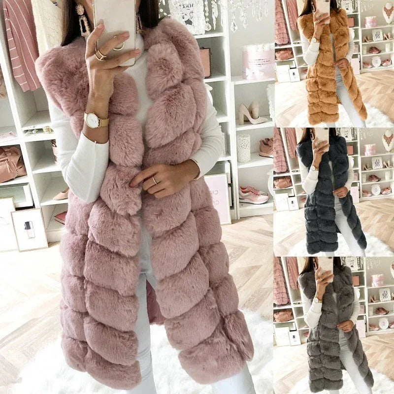 Fur Long Vest Cotton-padded Coat - DanaFashionstore