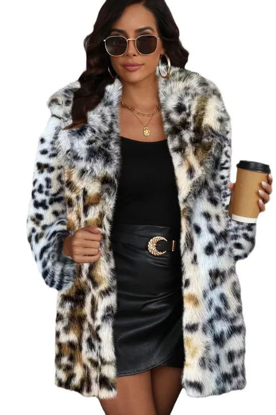 Winter Coat Warm Lapel Long Fluffy Faux Fur Coat Women Loose Long Sleeve Jacket Outerwear Clothing - DanaFashionstore