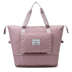 Foldable Travel Duffle Bag With Rhombus Sewing Design Large Capacity Fitness Handbag Portable Versatile Shoulder Bags Expandable Organizer - DanaFashionstore