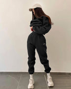Casual Crew-neck Long-sleeve Pants Set