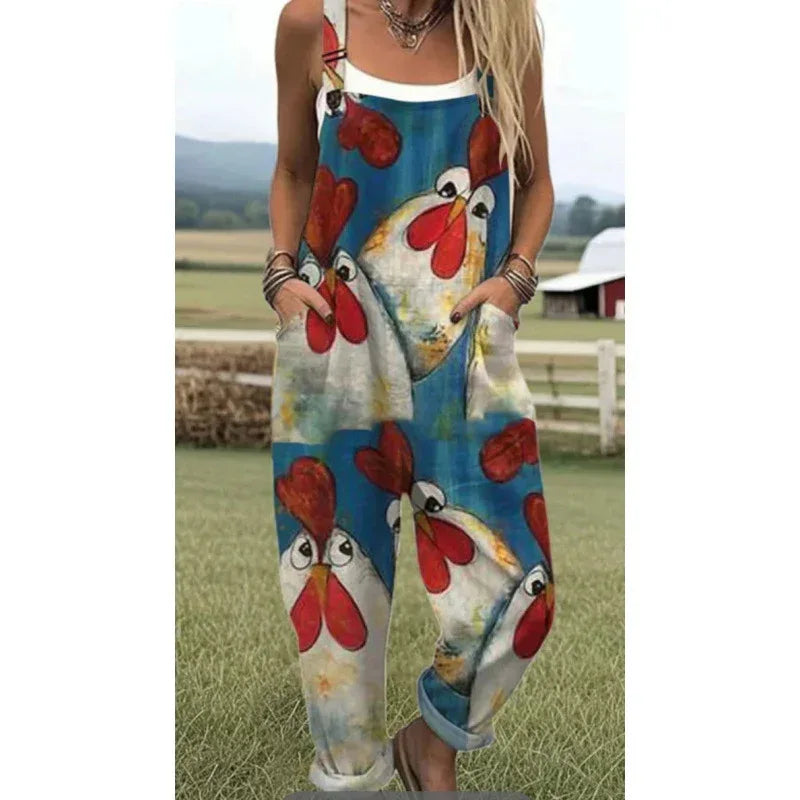 Digital 3D Print Button Suspenders 2026 - Casual Trousers Jumpsuit - DanaFashionstore