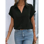 Solid Color Simple Short Sleeve Shirt - DanaFashionstore