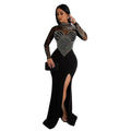 Rhinestone Pearl See-Through Dress 2026 - Waist-Tight Split Dress - DanaFashionstore