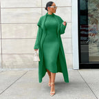 Autumn And Winter Elegant Dress Long Cardigan Velvet Two-piece Suit - DanaFashionstore