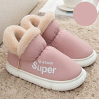 Warm House Shoes Plush Fleece High Back Heel Slippers Home Winter Warm Couple Shoes - DanaFashionstore