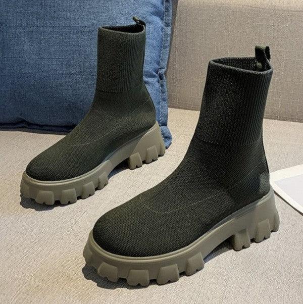Autumn And Winter New Independent Stand Women's Plus Size One-step Socks Boots - DanaFashionstore
