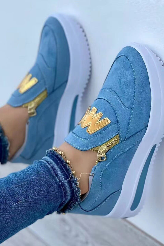 Large Size Sports Shoes Flat Solid Color Women's Casual Sneakers