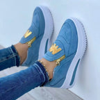 Large Size Sports Shoes Flat Solid Color Women's Casual Sneakers - DanaFashionstore