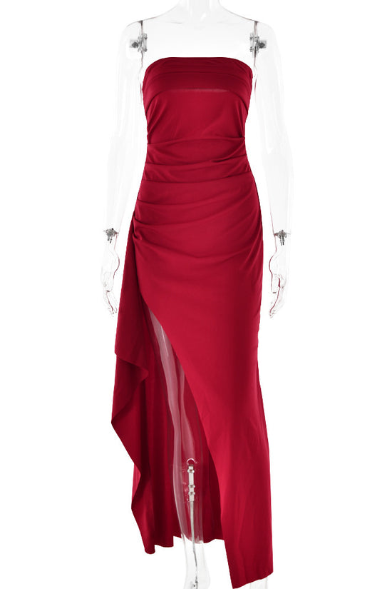 Evening Gown Women's One Neck Strapless Dress Fashionable And Sexy Backless High Slit Long Dress