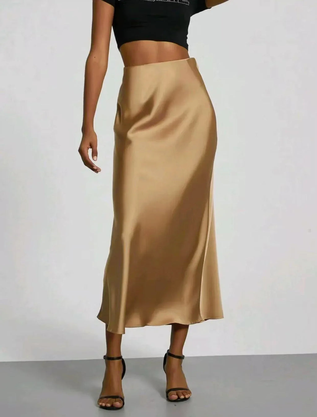 Women's Slim Fit Satin Skirt Fashion Chic Solid Long Skirt - DanaFashionstore