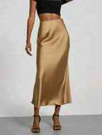 Women's Slim Fit Satin Skirt Fashion Chic Solid Long Skirt - DanaFashionstore