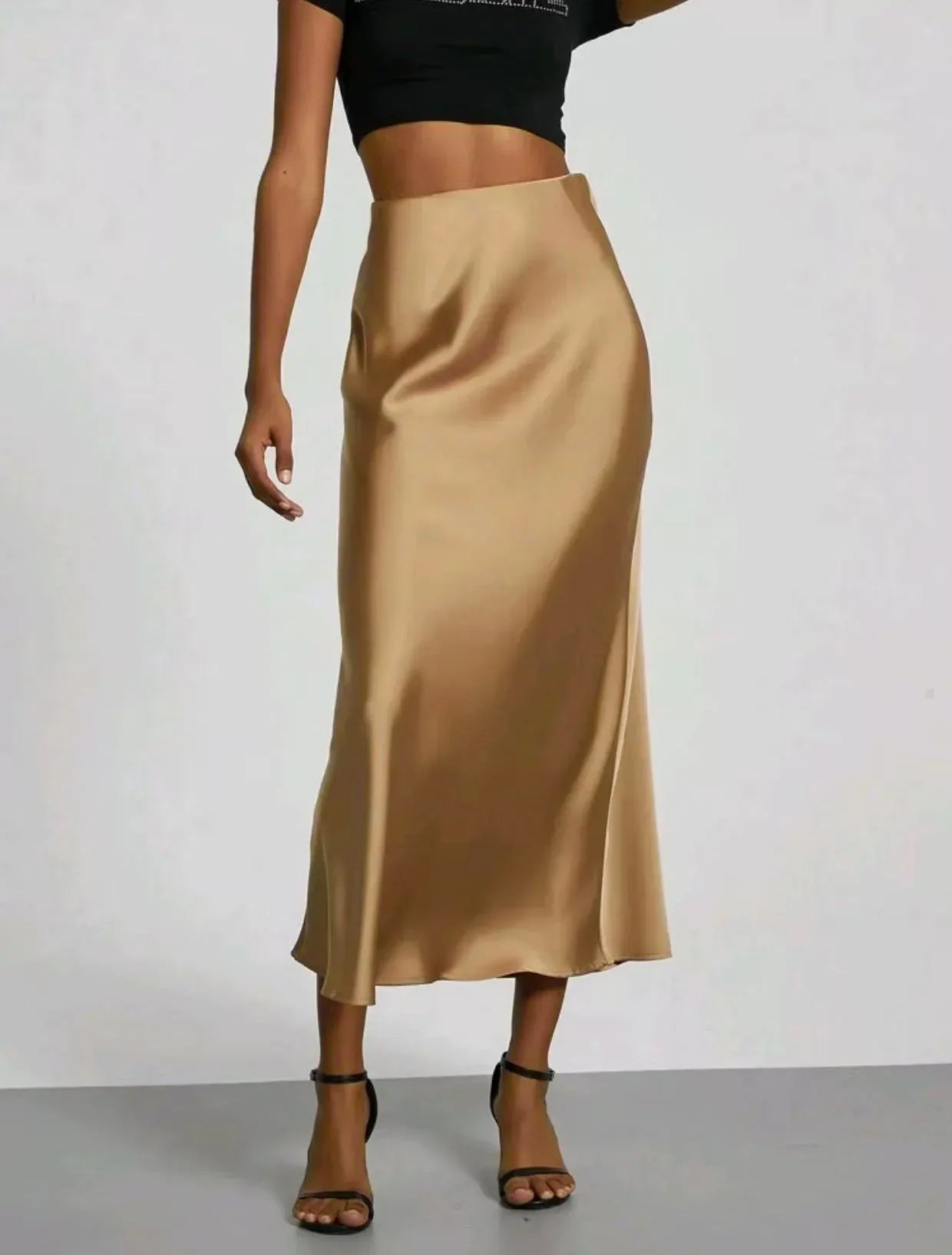 Women's Slim Fit Satin Skirt Fashion Chic Solid Long Skirt - DanaFashionstore
