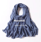 Pure Color Pearl Chiffon Scarf Headcloth Veil Chiffon Scarf - DanaFashionstore