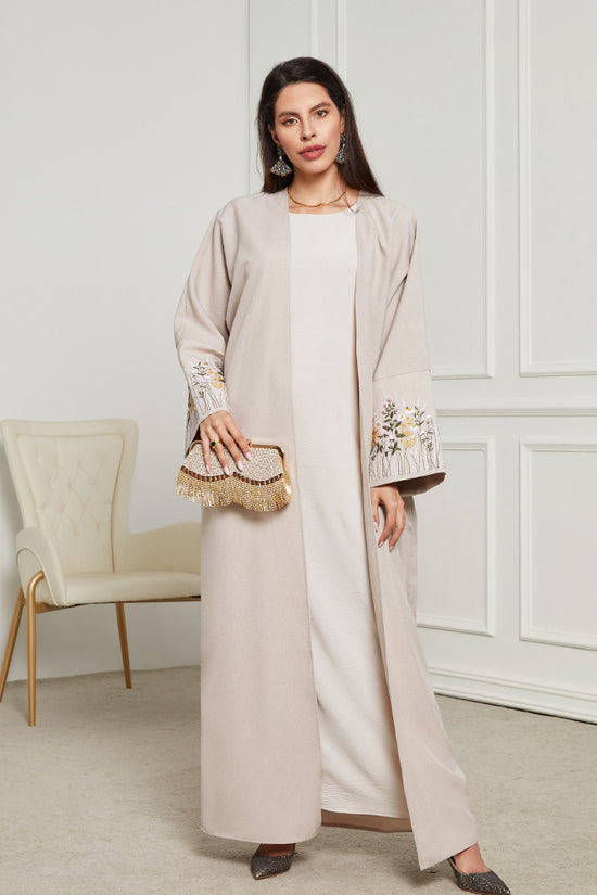 Middle East Muslim Clothing Robe Embroidered Cardigan Dress