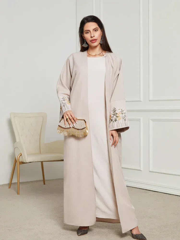 Middle East Muslim Embroidered Cardigan Dress Robe - Elegant Islamic Clothing - DanaFashionstore