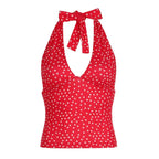 Printed Halter Strap Vest Girl Deep V-neck Strap Top - DanaFashionstore