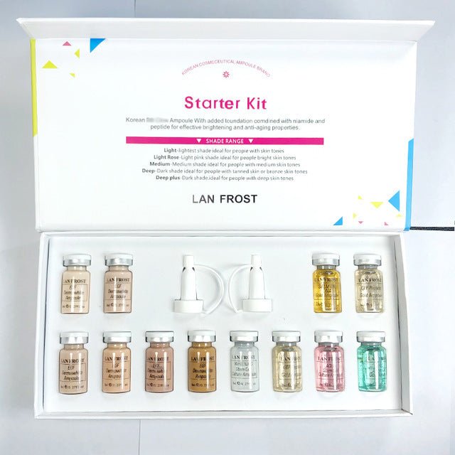 8ml Korean Cosmetics BB Cream $63.00 Dana Fashion Color: 12pcs Mix kit makeup Booster Ampoule Starter Kit contains five different ampoules in one box. How to UsePlace a small amount over your entire cleansed face and neck and smooth it in until thoroughly