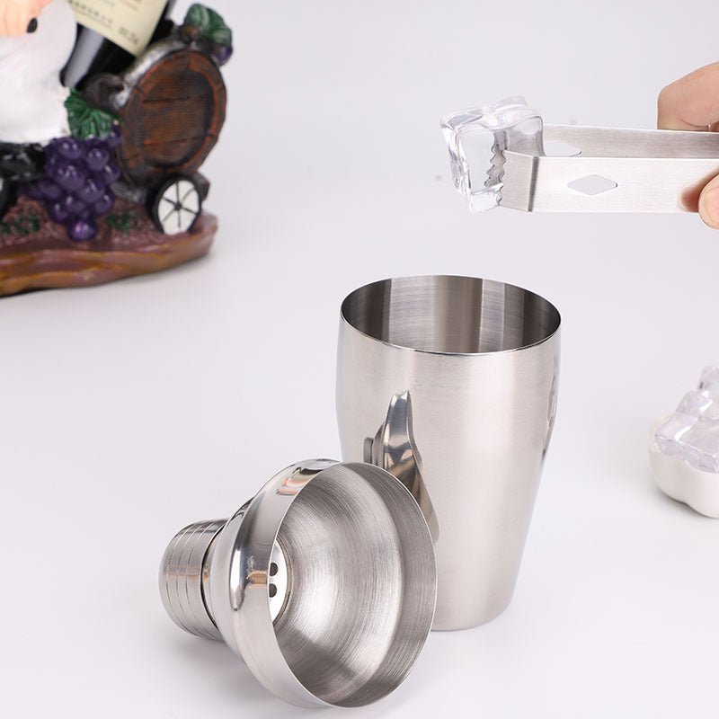 8pc Stainless steel Cocktail shaker $49.82 Dana Fashion Style: 8 piece set Dana's Kitchen Material: Stainless steel 11cm 16cm 17.5cm 17cm 18cm 18cm 4cm on the bottom, 3.5cm on the bottom, 7cm in height Bottom 5cm* height 16.5cm