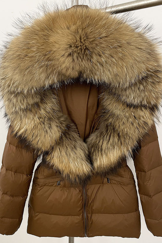 Short Women's Thickened Slim Fit Waist-tight Fur Down Jacket