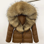 Short Slim Fit Fur Down Jacket 2026 - Women's Waist-Tight Winter Coat - DanaFashionstore