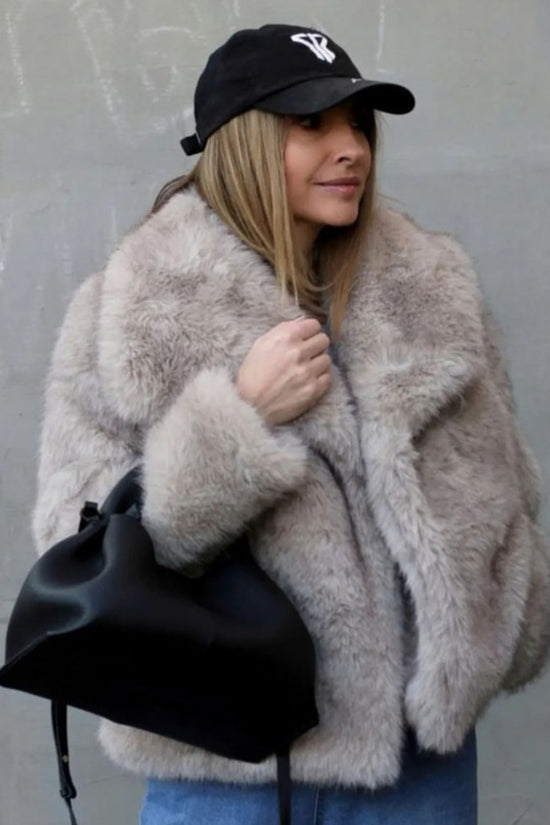 Winter Plush Coat Fashion Warm Thicken Fluffy Lapel Jacket Outwear Casual Long Sleeve Tops Womens Clothing