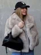 Winter Plush Coat Fashion Warm Thicken Fluffy Lapel Jacket Outwear Casual Long Sleeve Tops Womens Clothing - DanaFashionstore